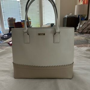 Kate Spade White and Cream Tote with Structured Design excellent like new